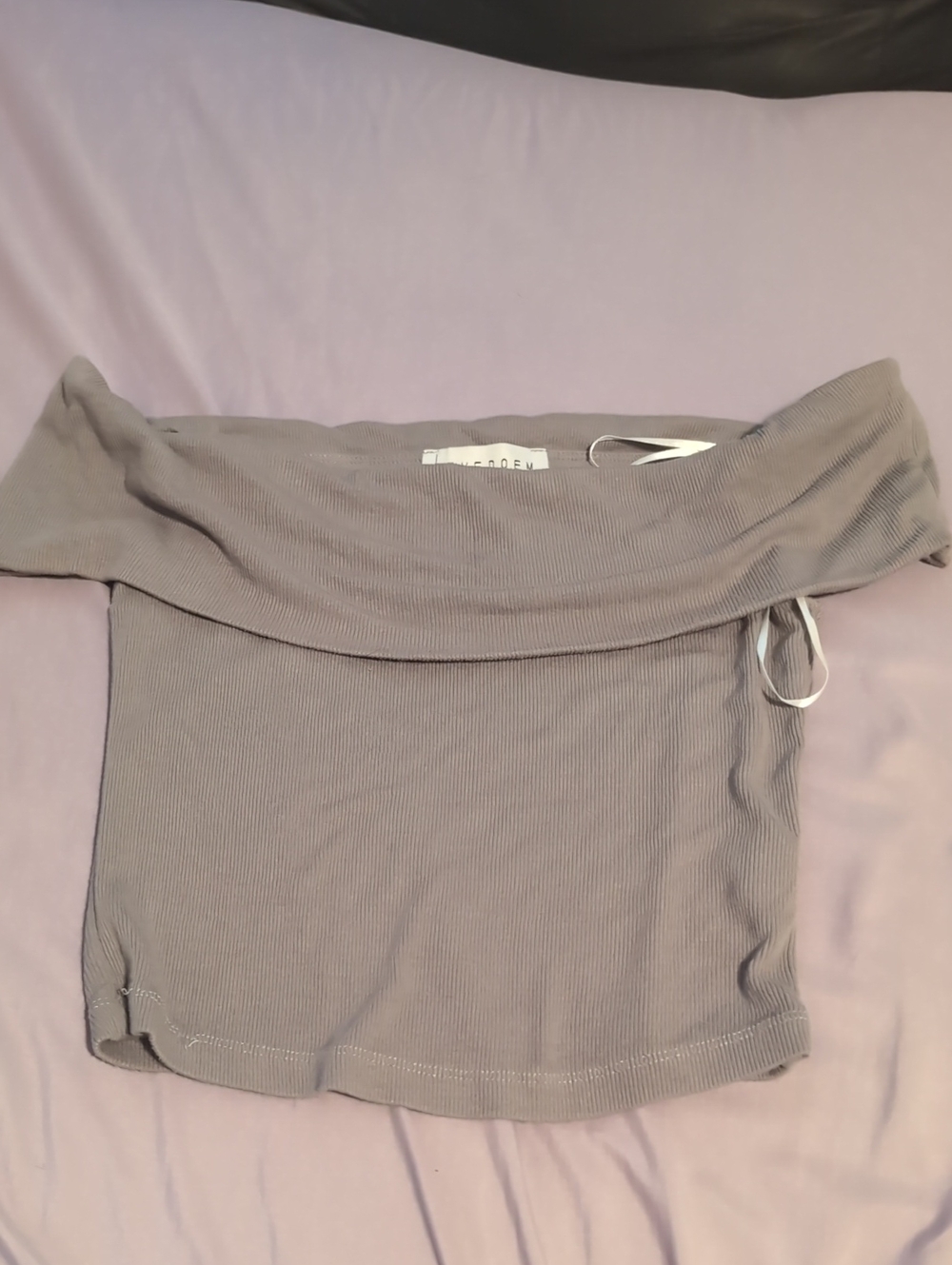 purple gray, over the shoulder shirt